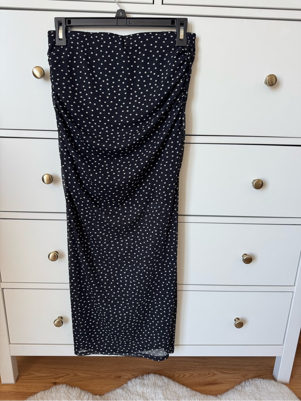 Abercrombie & Fitch Black Maxi Skirt with White Polka Dots